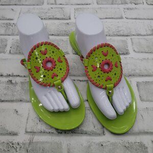 Jack Rogers Georgica Jelly Thong Sandals Lime Green Fuchsia Pink Size 9 Bright